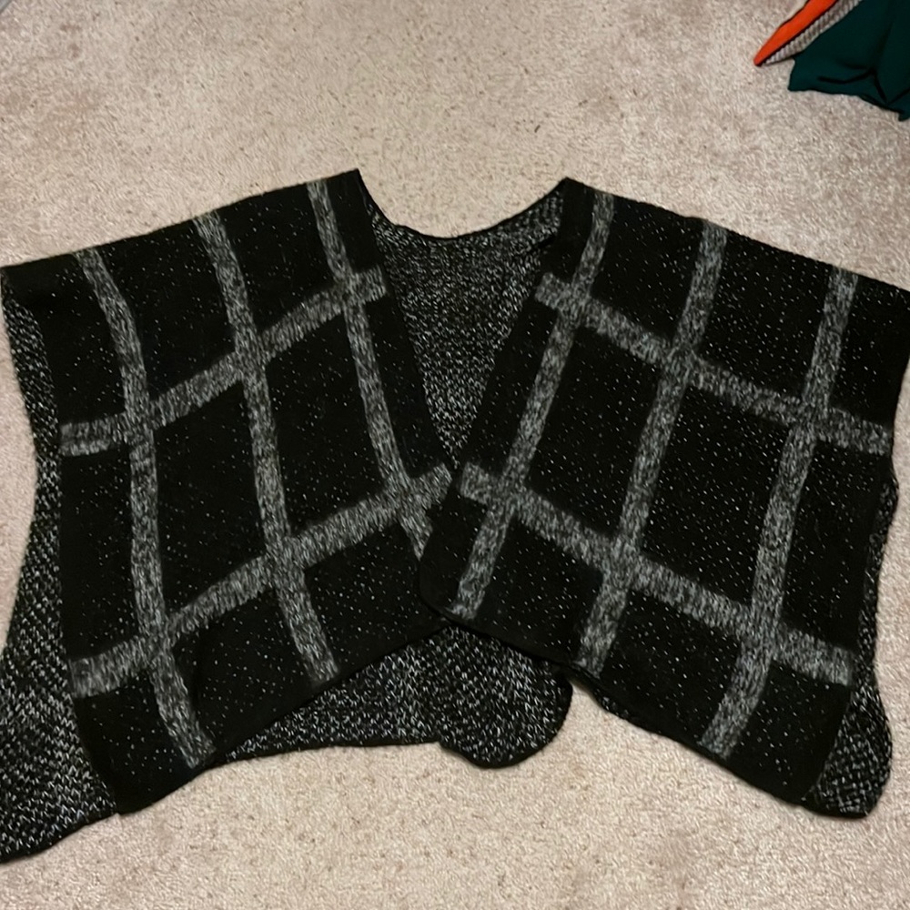 Reversible Soft Wool Poncho Scarf